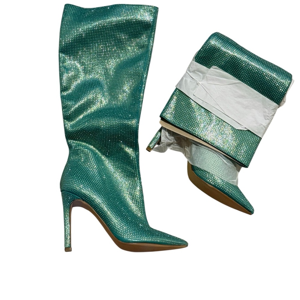 Nine West Shimmering Green Heeled Boots